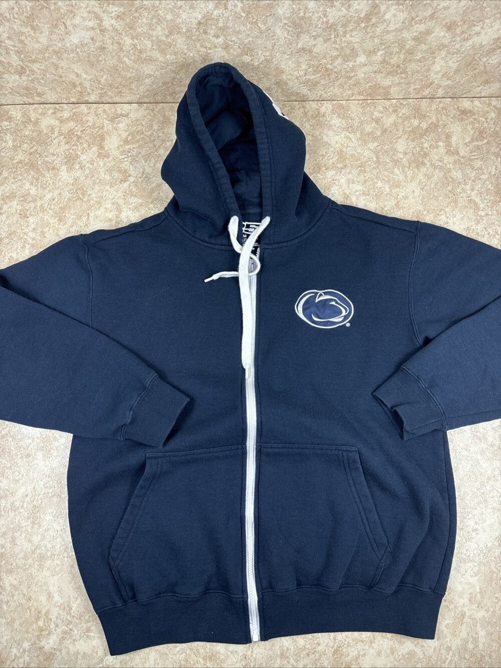 E5 *Penn State* Zip Up Hoodie Size M Navy Embroidered Logo Pockets